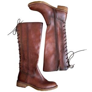 Söfft Brown Leather Lace Up Knee High Boots